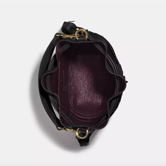 NWOT COACH Lora Whipstitch Black Leather Bucket Bag - Picture 3 of 12